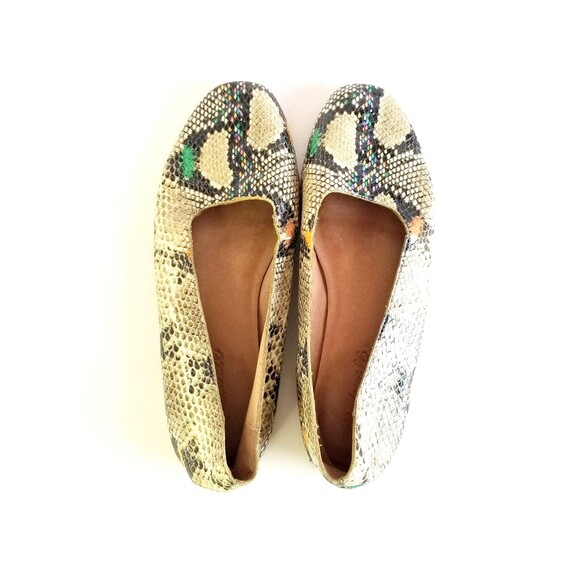 MADEWELL The Cory Flat Snake Embossed Leather Sz 6.5 Light Umber Slip On Shoes - Picture 8 of 13